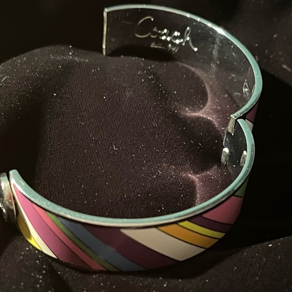 Coach Multicolor Strip Hinged Bracelet #94953 SV/MC- NWT - Picture 3 of 9